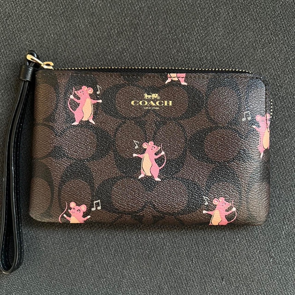 Coach Zip Wristlet Party Mouse Edition